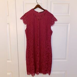 Red Lace Midi Dress